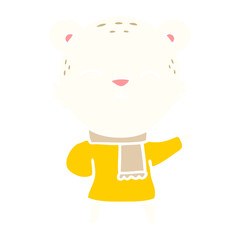 happy flat color style cartoon polar bear