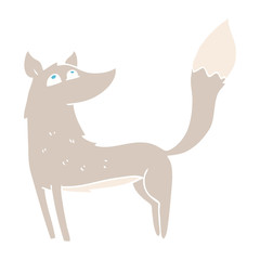 flat color illustration of a cartoon wolf