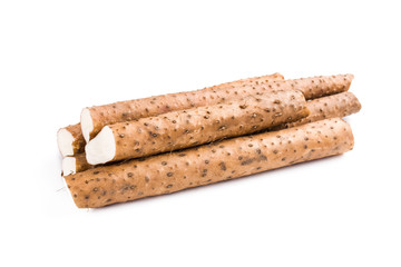 Chinese yam on white background