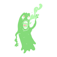 flat color illustration of a cartoon ghost