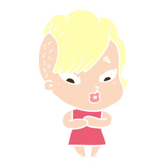 flat color style cartoon surprised girl
