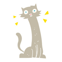flat color illustration of a cartoon cat