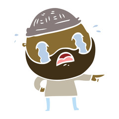 flat color style cartoon bearded man crying