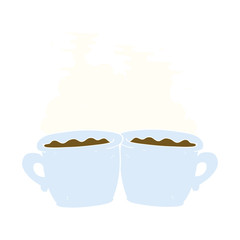 flat color illustration of a cartoon old coffee cup