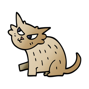 cartoon doodle sly cat