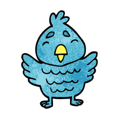 cartoon doodle blue bird