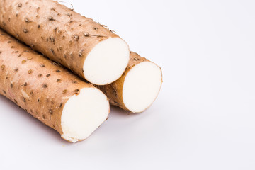 Chinese yam on white background