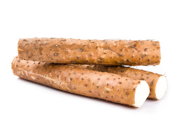 Chinese yam on white background