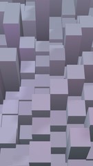 Abstract pink gray elegant cube geometric background. Chaotically advanced rectangular bars. 3D Rendering, 3D illustration