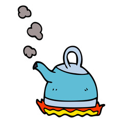 cartoon doodle kettle on stove