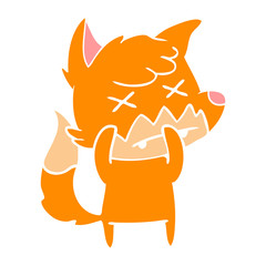flat color style cartoon dead fox