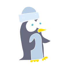 flat color illustration of a cartoon penguin