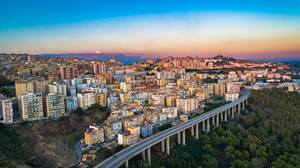 Aerial. Agrigento. A city on the southern coast of Sicily, Italy and capital of the province of Agrigento. It is renowned as the site of the ancient Greek city of Akragas. - obrazy, fototapety, plakaty