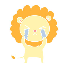 flat color style cartoon crying lion