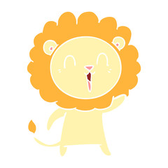 laughing lion flat color style cartoon