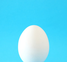 concept image of egg shape over blue pastel background. minimal an pop art concept.