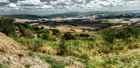 View across Tuscan countryside from Volterra
