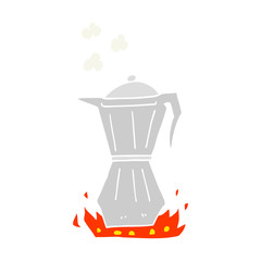 flat color illustration of a cartoon stovetop espresso maker