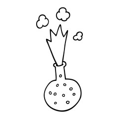 line drawing cartoon of a explosive chemical