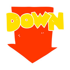 flat color illustration of a cartoon down arrow symbol