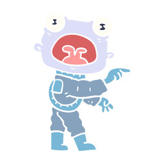 flat color style cartoon weird alien communicating