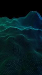 Abstract landscape background. Cyberspace grid. Hi-tech network. Vertical image orientation. 3D illustration