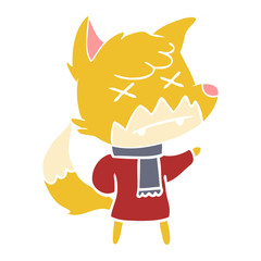 flat color style cartoon dead fox