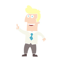 flat color illustration of a cartoon businessman pointing
