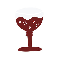 cartoon doodle glass of red wine