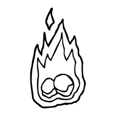 line drawing cartoon spooky burning halloween coals