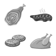 Vector design of meat and ham icon. Set of meat and cooking stock vector illustration.