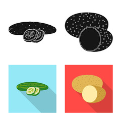 Isolated object of vegetable and fruit icon. Set of vegetable and vegetarian vector icon for stock.