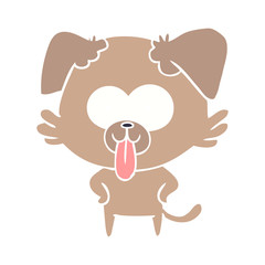flat color style cartoon dog with tongue sticking out