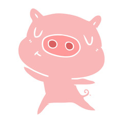 flat color style cartoon content pig