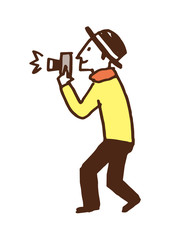 写真を撮る男性