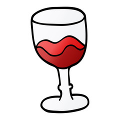cartoon doodle glass of red wine