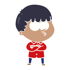 cartoon boy folding arms