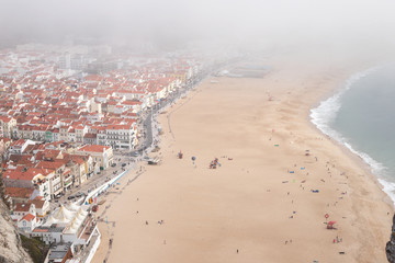 View on portuguese city Nazare and ocean