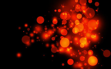 Gold sparkle rays lights with bokeh elegant show on stage abstract background. Dust sparks...