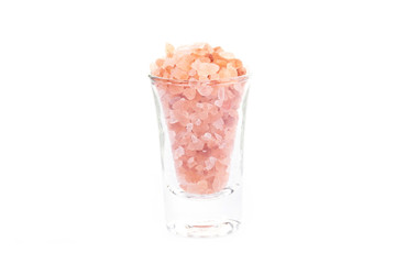Himalayan Pink Salt isolated on white background. Health concept.