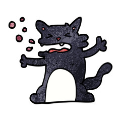 cartoon doodle hiccuping cat