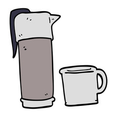cartoon doodle coffee thermos