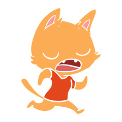 talking cat flat color style cartoon