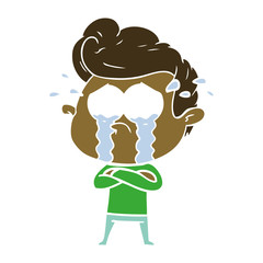 flat color style cartoon crying man