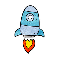 cartoon doodle space rocket