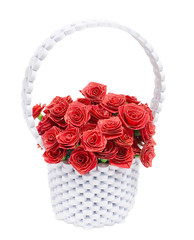 Paper roses in a paper basket