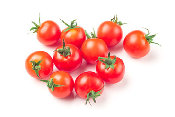 Cherry tomatoes isolated over white background