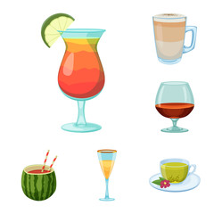 Isolated object of drink and bar logo. Set of drink and party vector icon for stock.