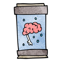 cartoon doodle brain in jar