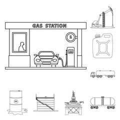 Vector design of oil and gas sign. Collection of oil and petrol vector icon for stock.